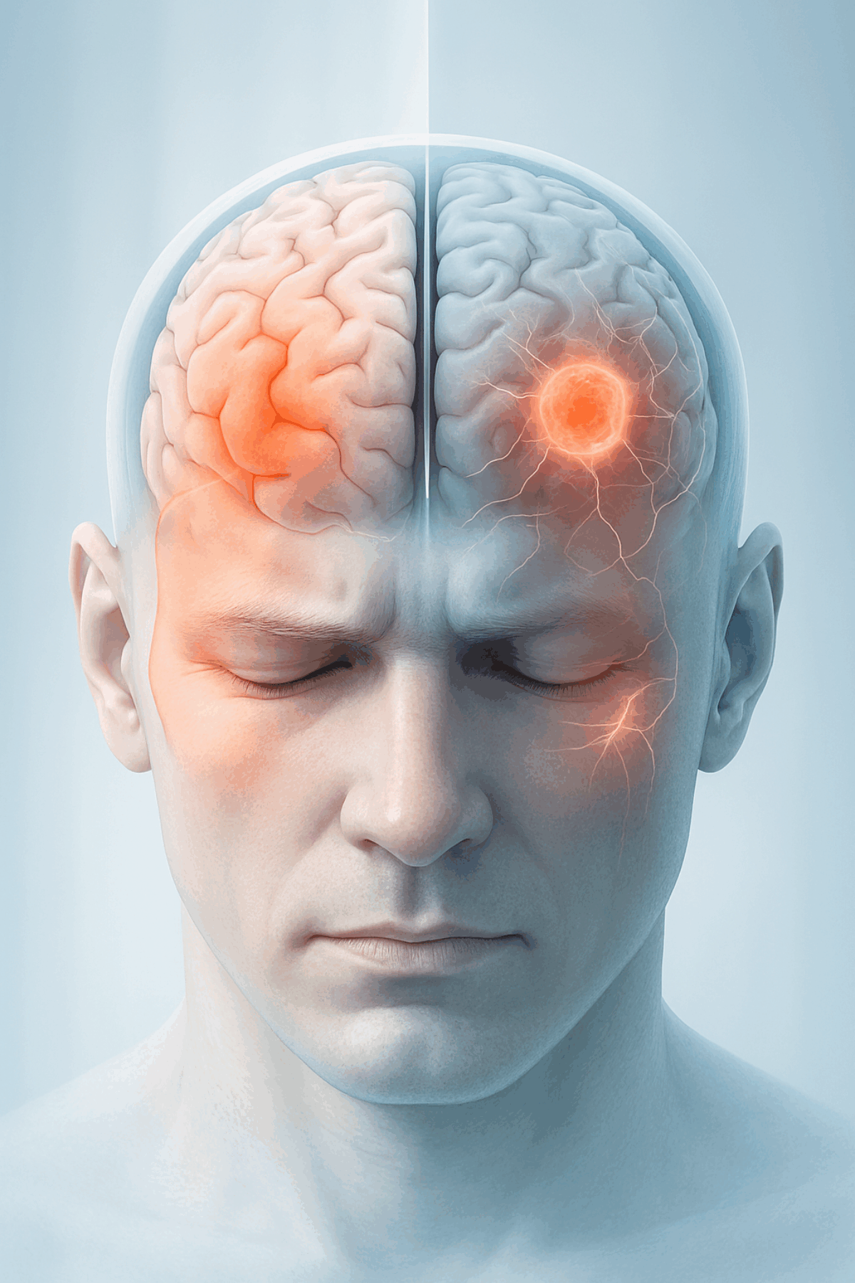 Brain Tumor Symptoms Infographic Showing Early Warning Signs and Brain Anatomy