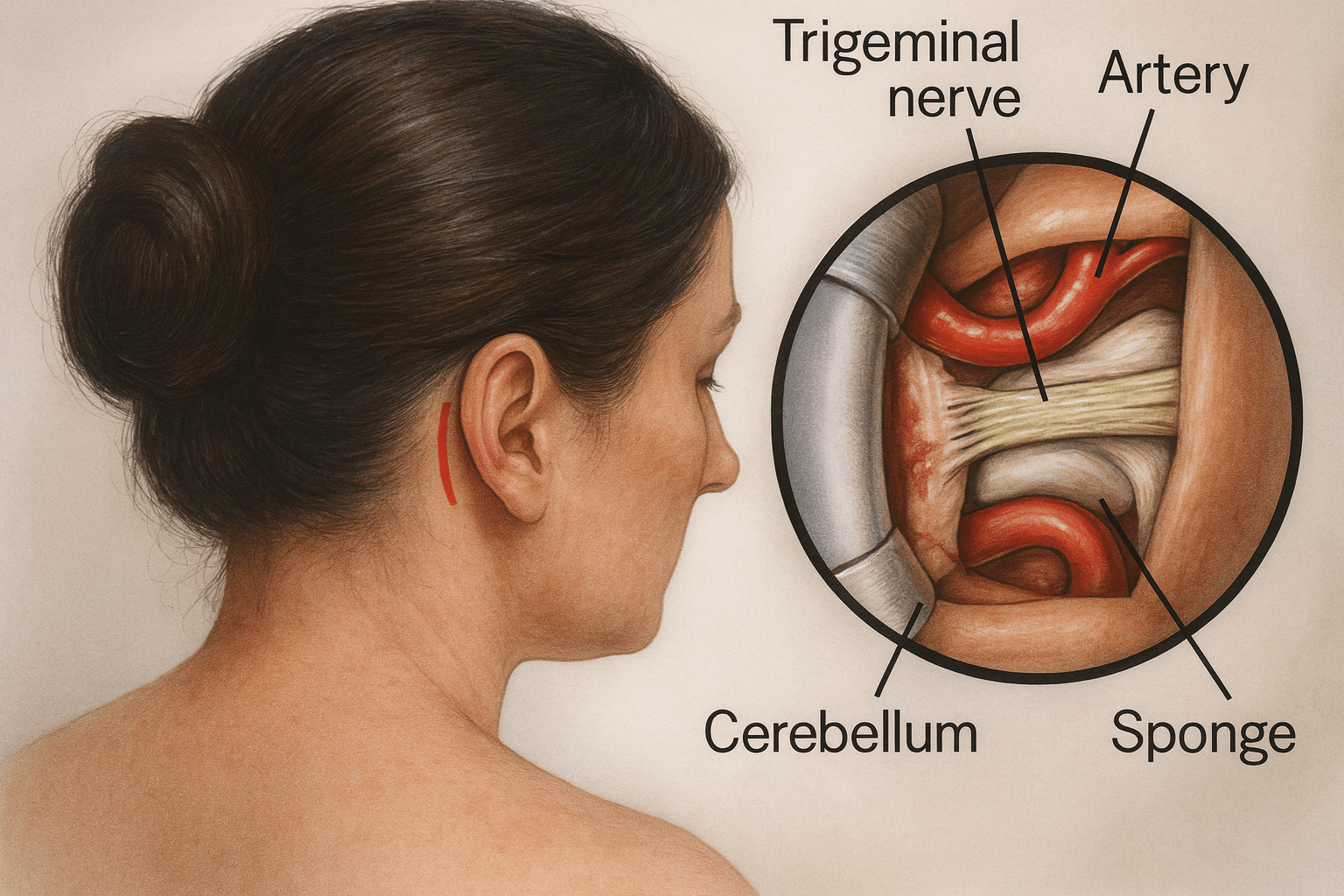 Diagram showing an incision for a microvascular decompression procedure-min (1)